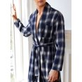 thumbnail image 4 of Men's Plaid Long Sleeve Bathrobes For Home, 4 of 5