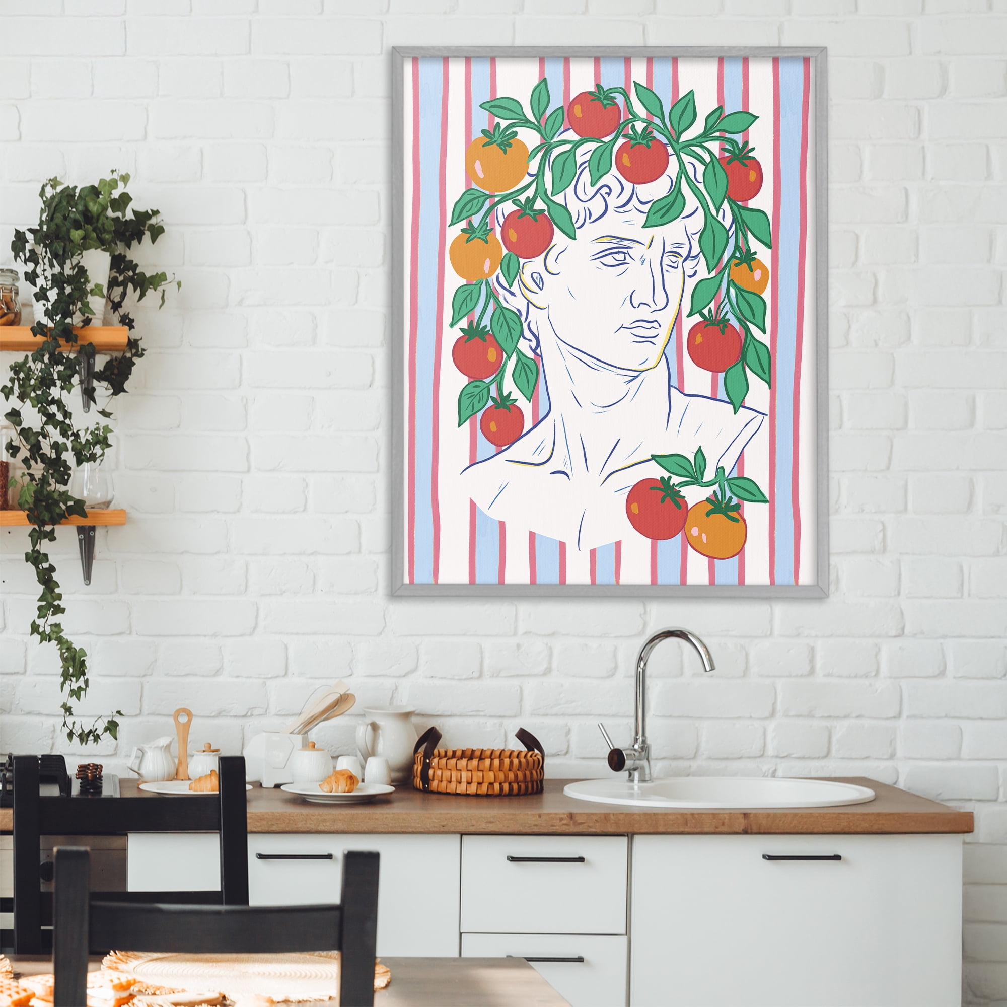 Stupell Industries La Rossa Sculpture Face Gray Framed Giclee Art, design by Radhika Modi
