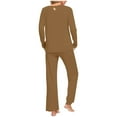thumbnail image 6 of Cavosen Womens Two Piece Sets Lounge with Pocket 2 Piece Pajamas Sets Long Pants Long Sleeve Sleepshirts Sleepwear Pleated Solid Nightwear Soft Homewear Fall Winter Clothes, 6 of 6