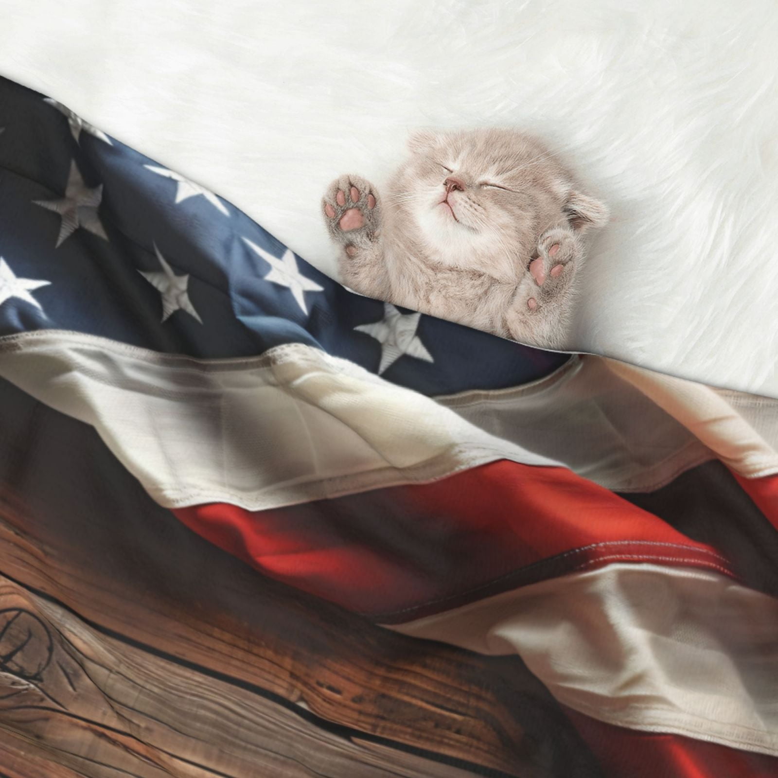 Naloa Rustic American Flag Wood Dog Blanket, 3 Sizes Cat Blanket for Indoor Cats Large Medium Small Dog Gifts-Large
