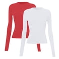 thumbnail image 2 of VJGBEGW 2 Pack Women Long Sleeve Crew Neck Shirts Basic Tops Slim Fit Ruch Side Tees Going Out Layering Thirts Multicolor #11 L, 2 of 7
