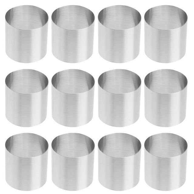 12 moldes redondos de acero inoxidable para hacer pasteles y mousses