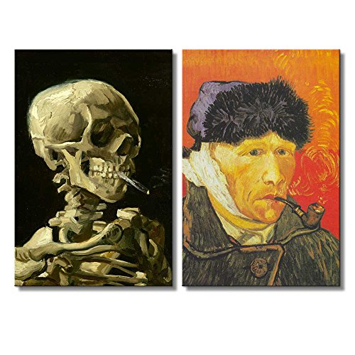 van gogh skeleton smoking painting