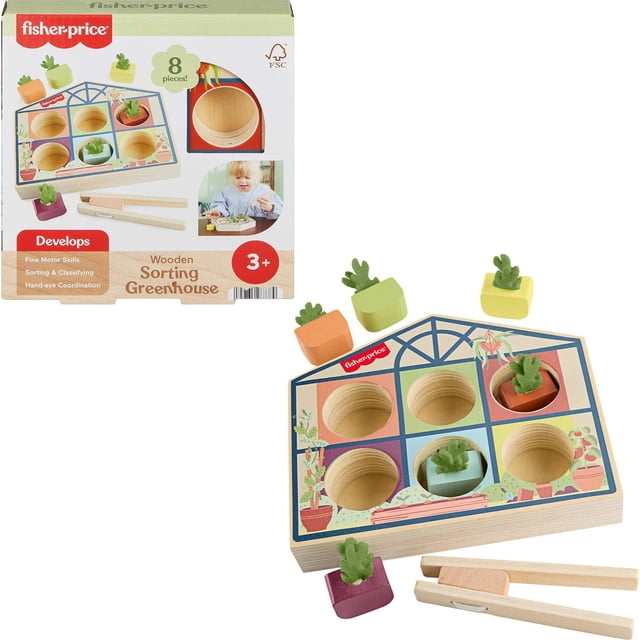 Juguete Didáctico Infantil Invernadero para Clasificación Fisher-Price en Madera para Niños 3+