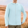 thumbnail image 2 of Xfvqtps Mens Cooling Sun Protection Jacket Full Zip Hoodie Quick Dry Long Sleeve with Thumb Hole Summer Shirts for Hiking Fishing Running Light Blue, 2 of 9