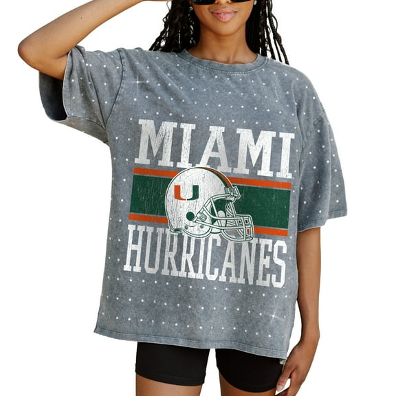 Women's Gameday Couture Gray Miami Hurricanes On the Ball Oversized T-Shirt