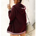 thumbnail image 4 of Chaqueta borrosa de manga larga para mujer, diseño de bolsillo largo de invierno, abrigo cálido con capucha para fiesta, compras informales, rojo vino S, 4 of 6