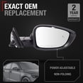 thumbnail image 2 of Passenger Side Power Side View Mirror with Integrated Turn Signal - Compatible with 2023-2025 Honda Accord - Power Adjust, Turn Signal, Manual Folding - Paintable Textured Black - OEM 76208-30B-A01, 2 of 6