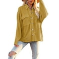 thumbnail image 3 of Oversized Baggy Cotton Linen Button Down T-Shirt Blouse Tops For Women Ladies Vintage Winter Thin Linen V-Neck Tunic Tops Basic Tee OL Office Work T-Shirt, 3 of 5