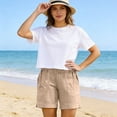 thumbnail image 5 of TaTaai Womens Linen Blend Elastic Waist Shorts with Pockets Loose Casual Beach Bottoms for Summer Daily, 5 of 9