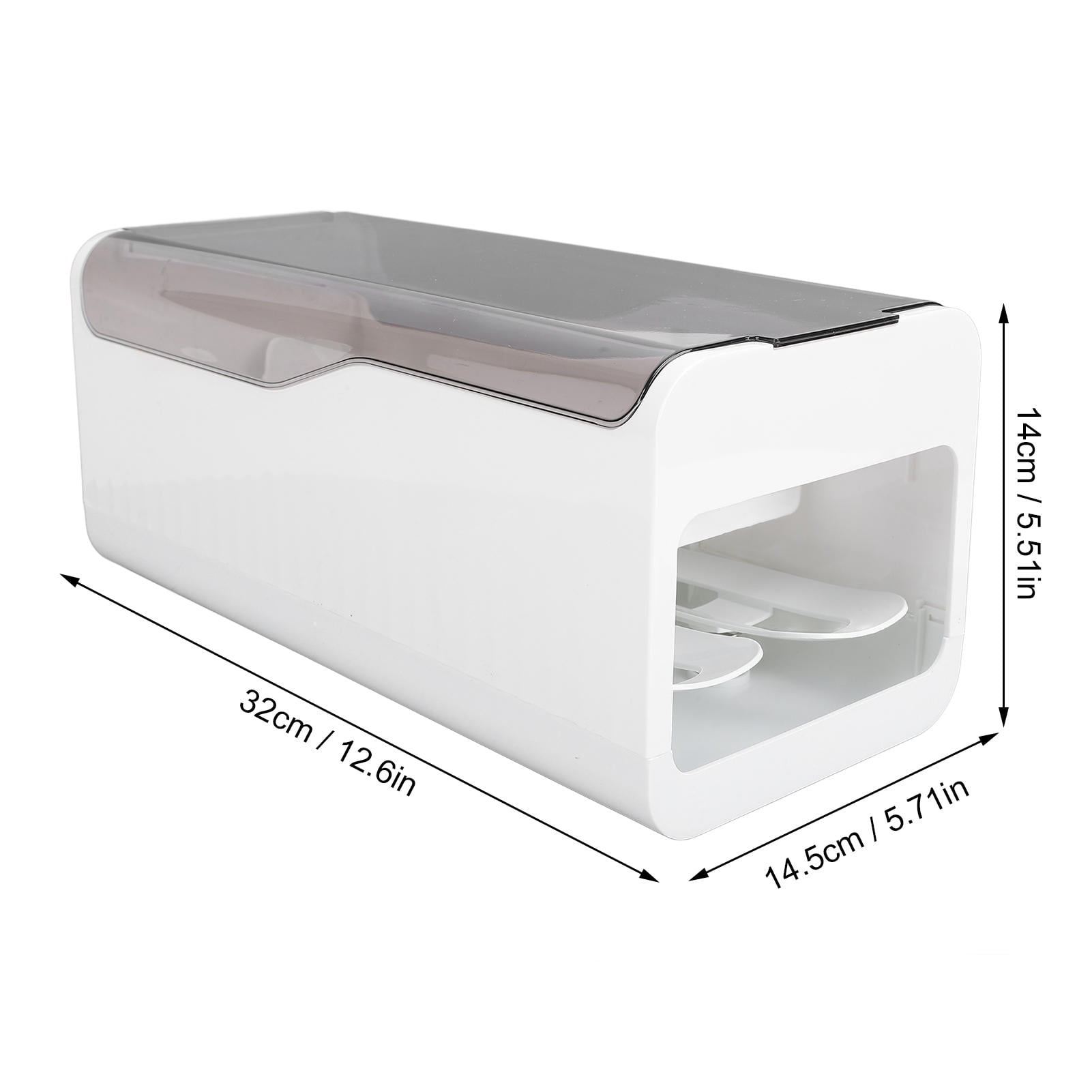 YAHHU Rolling Egg Holder Refrigerator Dispenser Organizer Space Saving Auto Rolling Tray Rack For Kitchen Fridge Pantry Countertop Food Grade PP Storage Container 12.6 inches / 32 cm