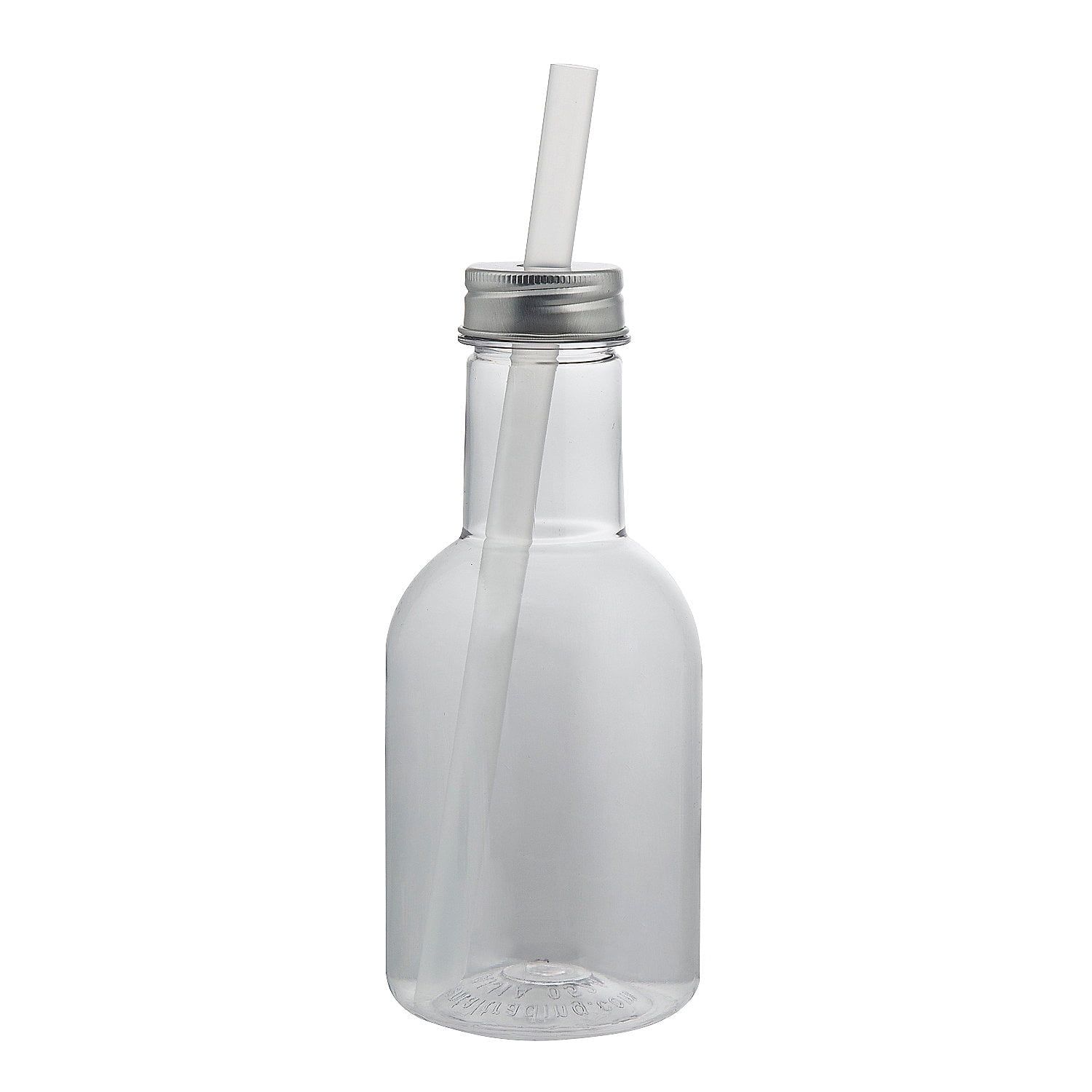 Fun Express 3 3/4 16 oz. Clear Bottle Plastic Cups with Lids & Straws - 12 Count