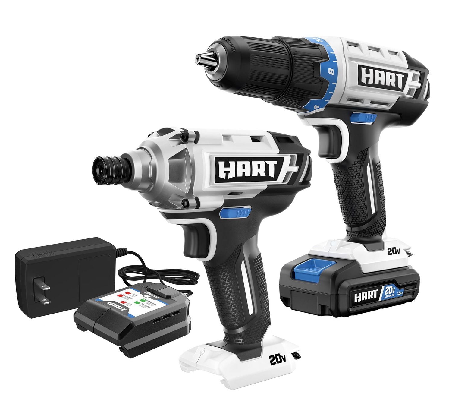 HART 20-Volt Cordless 2-Piece 1/2-inch Drill and Impact Driver Combo Kit (1) 1.5Ah Lithium-Ion Battery, HART 20V Cordless System