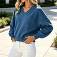 thumbnail image 3 of Vixolx Cropped Sweatshirt for Women Trendy V Neck Pullover Tops with Pocket Fall Casual Long Sleeve Shirts Workout Outfts, 3 of 6