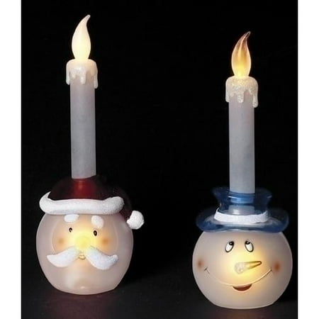 Pack of 4 Lighted LED Frosted Santa Claus & Snowman Flameless Christmas Candles