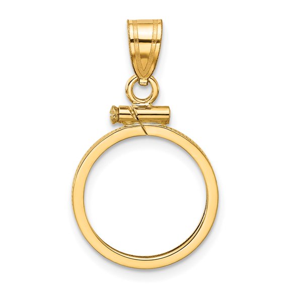 Wideband Distinguished Coin Jewelry 10k Polished 15.0mm x 0.8mm Screw Top Coin Bezel Pendant