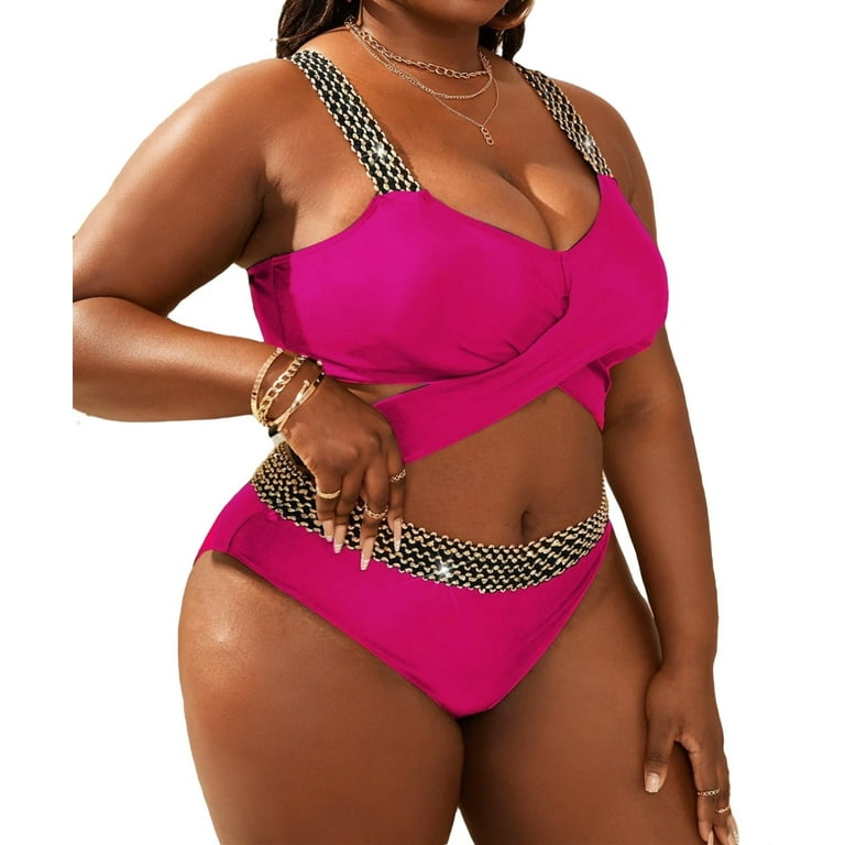 Hot pink plus size hotsell swimsuits