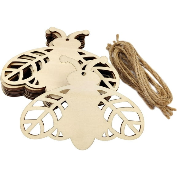 30 Pieces Wooden Bee Embellishments Ornaments Decoration Unfinished Bee Shape Cutouts DIY Craft Gift Tags for Home Party Decoration Craft Project