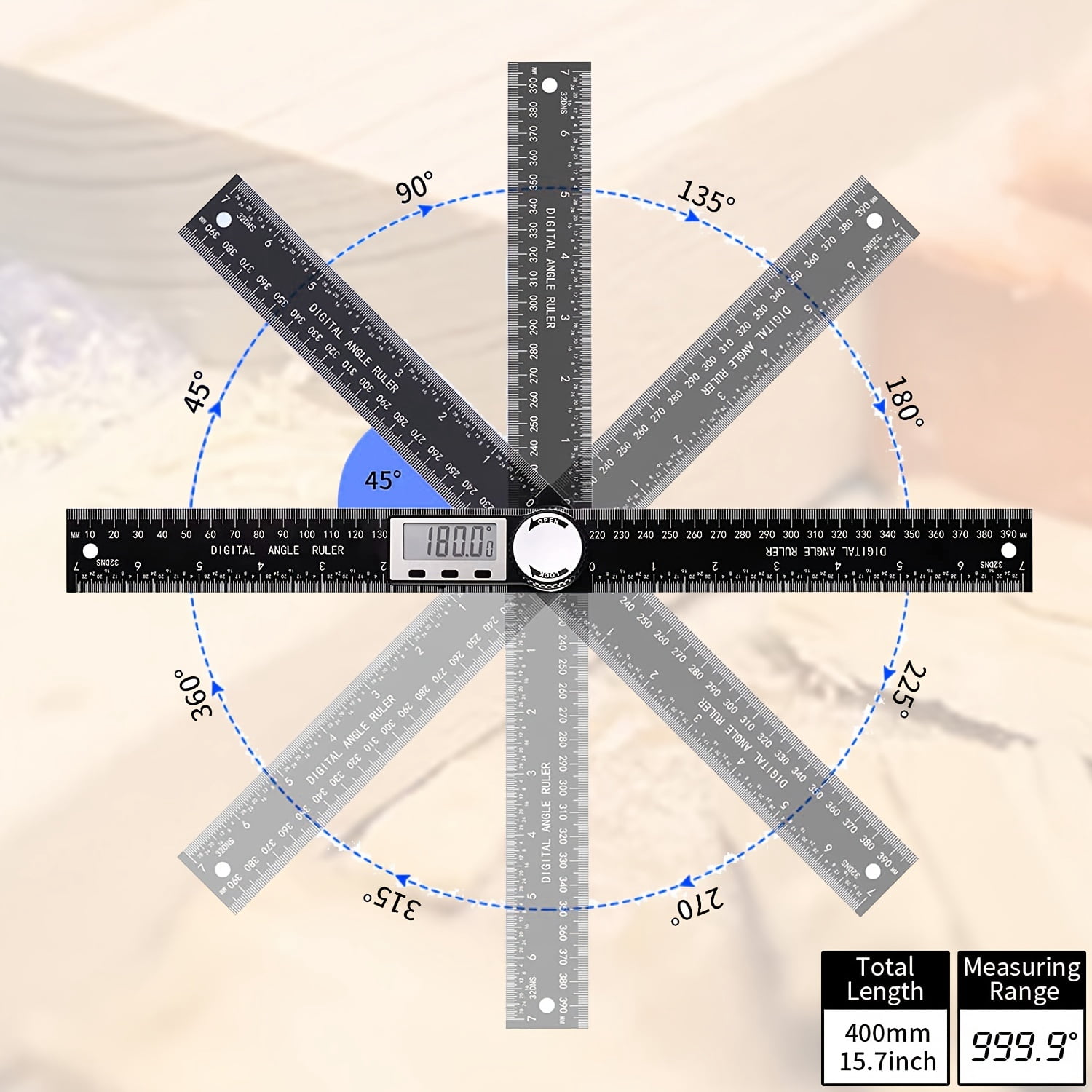 Digital Angle Finder Protractor, 2 In 1 Angle Finder Ruler With 7 Inch/200mm, Angle Measuring Tool For Woodworking/Carpenter/Construction/DIY Measurement