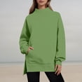 thumbnail image 4 of Jamsmile Women Sweatshirt Casual Neck Solid Color Sweatshirts Comfortable Tops Relaxed Fit Warm Knit Round Layering, 4 of 5