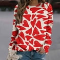 thumbnail image 2 of Womens Valentines Long Sleeve Shirts Casual Oversized Round Neck Printed Pullover Lightweight Tops Fall Clothes, 2 of 4