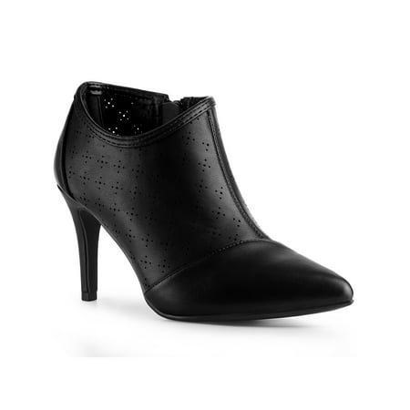 

Perphy Perforated Pointed Toe Zipper Stiletto Heels Ankle Boots for Women