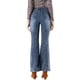 thumbnail image 3 of INSPIRE CHIC Pantalones de campana vintage de cintura alta elásticos para mujer, jeans de botón de campana, M azul, 3 of 6