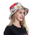 thumbnail image 4 of Yiaed Watercolor Red Truck And Fir Tree Print Reflective Stripe Bucket Hat Unisex Funny Outdoor Fisherman Cap Beach Sun Hat, 4 of 5