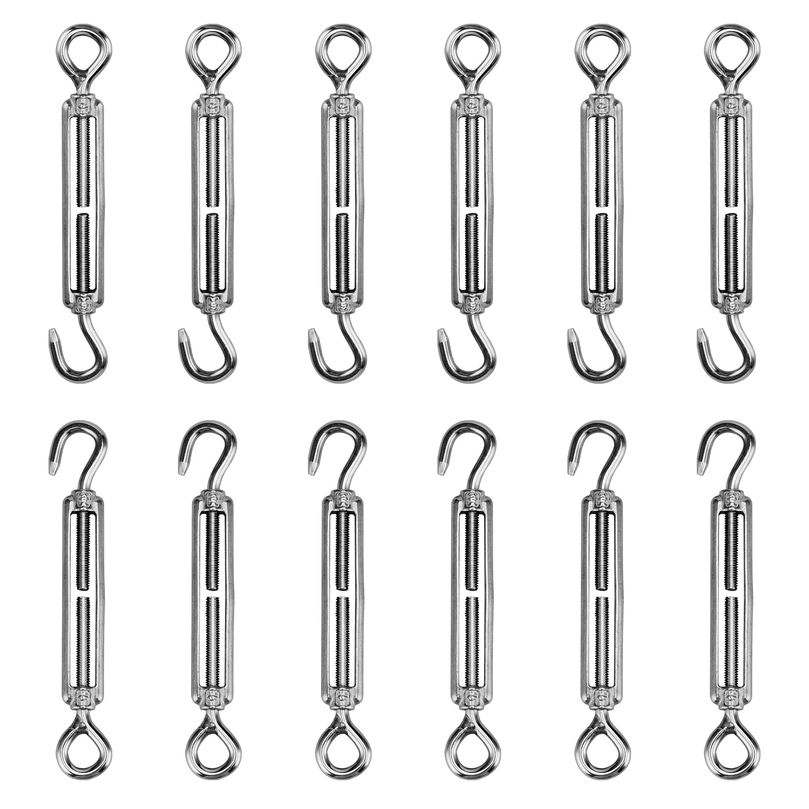 ZOENHOU 12 PCS Silver M5 Hook and Eye Hook Turnbuckle, Hook & Eye Turnbuckle, Turn Buckle Tension Hook