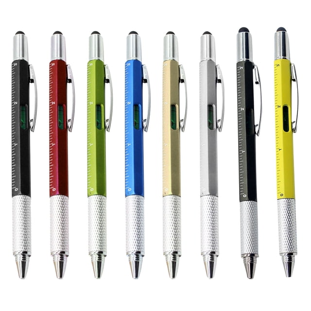 EGNMCR Pens 6 In 1 Multifunctional Screwdriver Tool Caliper Level Scale Ball Point Pen 10ml Ballpoint pen
