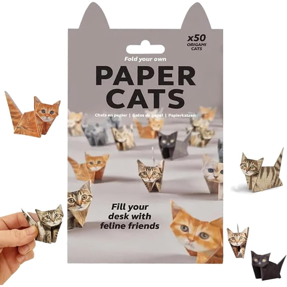 50 Sheets DIY Paper Cats, Origami Paper Kit to Fold Cute Cat Figures, Desk Origami Cats Decoration, Craft Activity for Adults Kids, Creative Gift for Kids Adults Cat Lovers