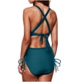 thumbnail image 3 of RQYYD Two Piece Swimsuit for Womens High Waisted Bikini Sets Drawstring Tummy Control Swimsuits Crisscross Tie Back Bathing Suit for Women, 3 of 5