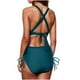 thumbnail image 3 of Trajes de baño de una pieza para mujer Conjuntos de bikini de cintura alta para mujer Trajes de baño con cordón Traje de baño cruzado con lazo en la espalda Traje de baño para mujer, 3 of 5