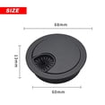 thumbnail image 2 of Flat Black Finish Desk Grommet, Wire Organizer for Clean Work Environment, Durable Zinc Alloy Construction, Rotatable Cover for Multi-Cable Management, Easy to Install, 2 of 5