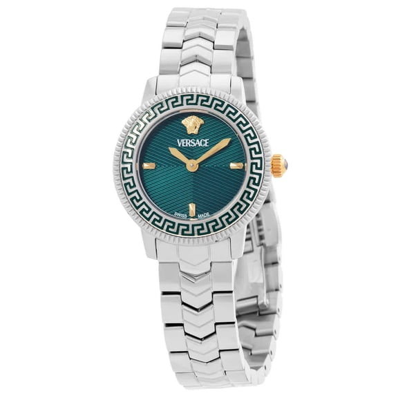 Versace Women's V-Icon 30Mm Swiss-Made Quartz Watch With Green Dial And Stainless Steel Bracelet Not Applicable