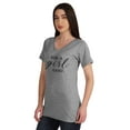 thumbnail image 4 of Inkmeso I Run A Girl Gang V-Neck Graphic T-shirt Mommy Life Mother Cotton Tee, 4 of 8