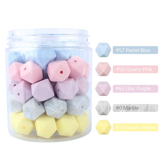 15pcs Silicone Hexagon Beads 14mm BPA Free DIY Nursing Necklace Pacifier Chew Chain Accessories Food Grade Baby Teething Bead
