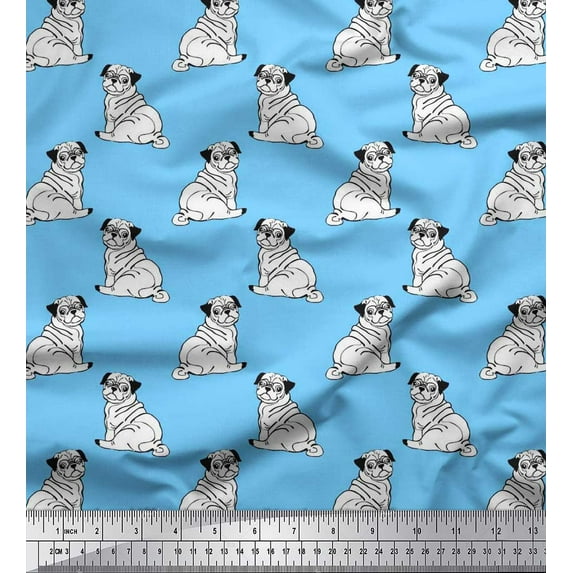Soimoi Cotton Duck Fabric Pug Dog Decor Fabric Printed Yard 56 Inch Wide