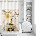 thumbnail image 2 of No Hook Shower Curtain, Yellow Gnomes Shower Curtains for Bathroom with See Through Top Window, Spring Floral Bees Daisy Branches Watercolor Waterproof & Washable Bath Curtain Narrow 54"x78", 2 of 9
