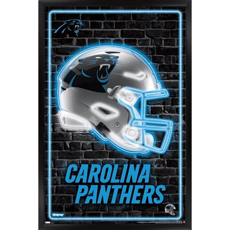 NFL Carolina Panthers – Neon Helmet 23 Wall Poster 14.725 x 22.375 Framed