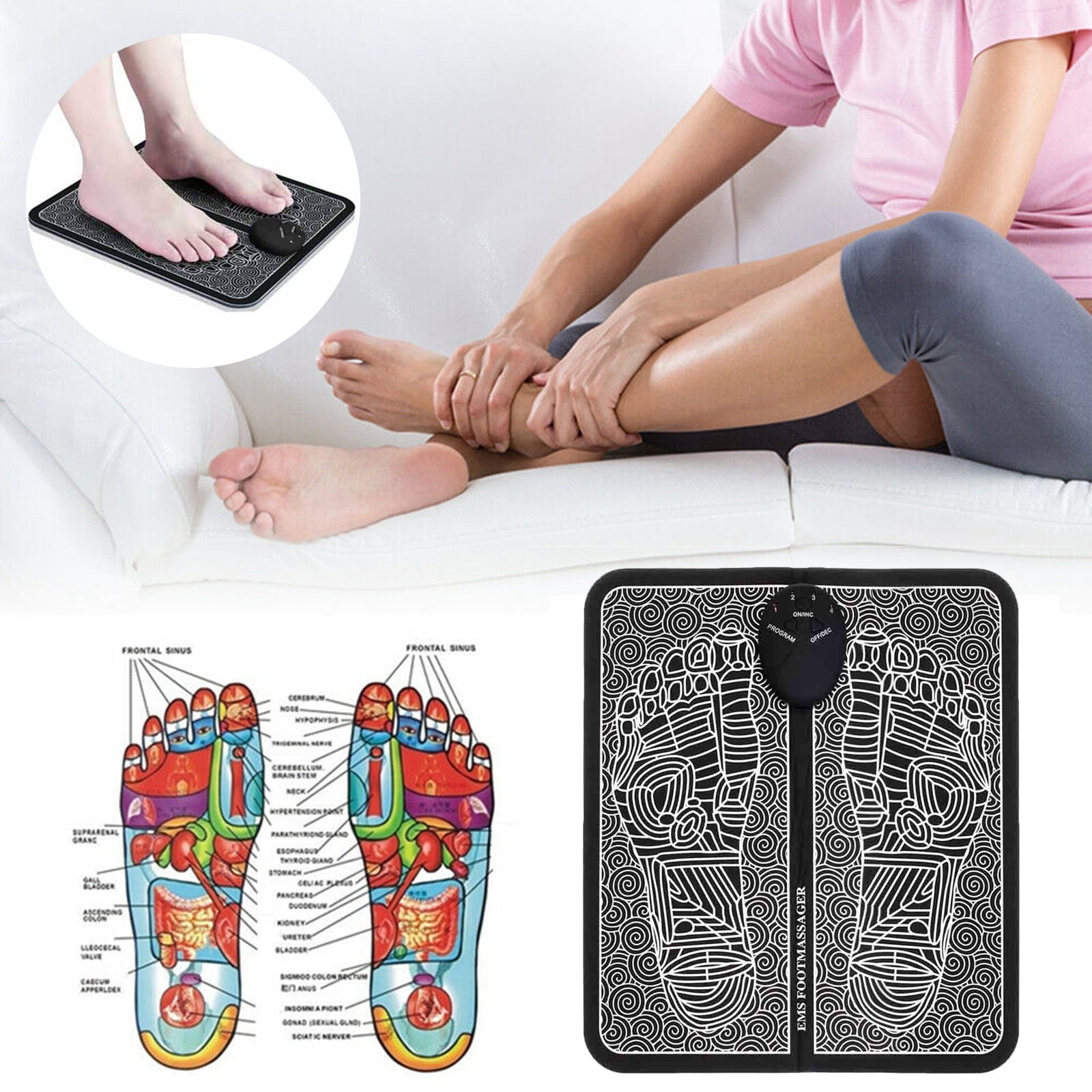 Electric EMS Foot Massager Wireless Feet Muscle Stimulator Tens Massage Mat  - eBay