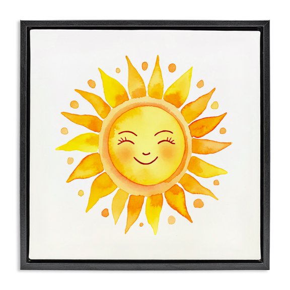 Stupell Industries Bohemian Happy Sun Boho Rays Black Floating Frame Canvas Art, 18 x 18, by Andrea Haase
