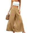 thumbnail image 2 of Gzhioc Women's Wide Leg Pants, High Waist Solid Color Casual Loose Pleated Pants, Khaki/Black/Light Green, 2 of 7
