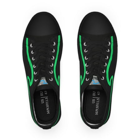 

Seasidesart Black Sea Edition Alien Green Wave Men s Low Top Sneakers