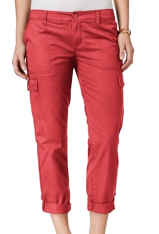 Tommy Hilfiger NEW Red Womens Size 4 Roll-Cuff Capri Cargo Pants ...