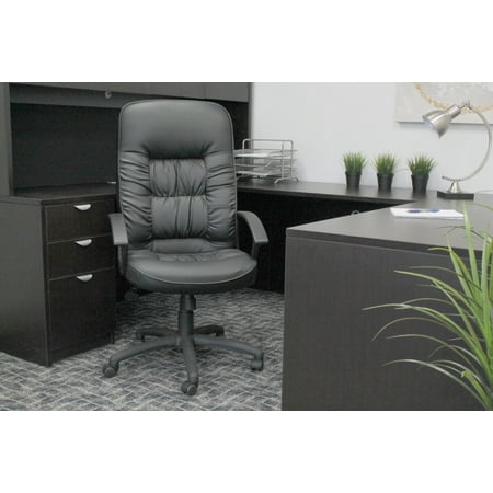 Boss Leather Chair - Boss Office Products Black Leather High Back Task Chair