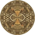 thumbnail image 1 of Ahgly Company Machine Washable Indoor Round Transitional GoldenRod Gold Area Rugs, 6' Round, 1 of 7