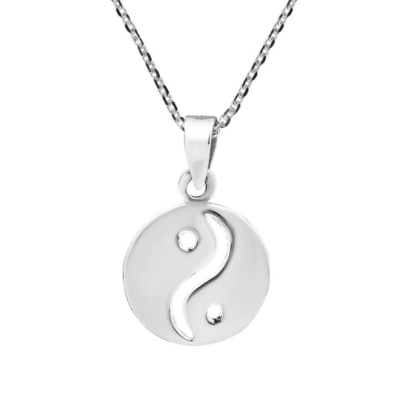 AeraVida Yin and Yang Achieving Balance Sterling Silver Unisex Pendant Chain Necklace
