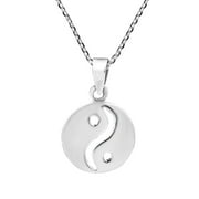 AeraVida Yin and Yang Achieving Balance Sterling Silver Unisex Pendant Chain Necklace