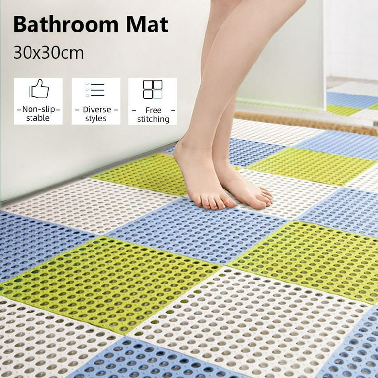 PVC Splicing Mesh Soft Plastic Mat Toilet Ground Mat Non-slip Mat Bath Mat  Bathroom Carpet YELLOW 